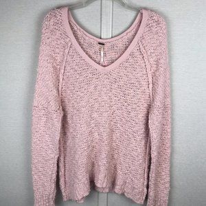 Free People Songbird Pink Chunky Knit Sweater